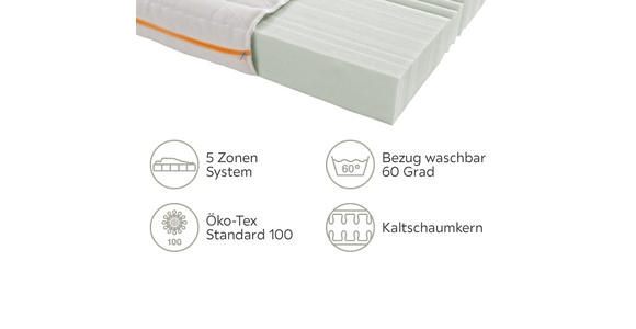 KALTSCHAUMMATRATZE 140/200 cm  - Weiß, Basics, Textil (140/200cm) - Sleeptex