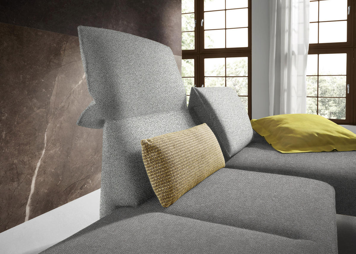 ECKSOFA in Flachgewebe Hellgrau  - Chromfarben/Hellgrau, Design, Holz/Textil (240/132cm) - Koinor
