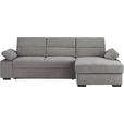 ECKSOFA inkl.Funktionen Hellgrau Webstoff  - Dunkelbraun/Hellgrau, Design, Kunststoff/Textil (258/166cm) - Cantus