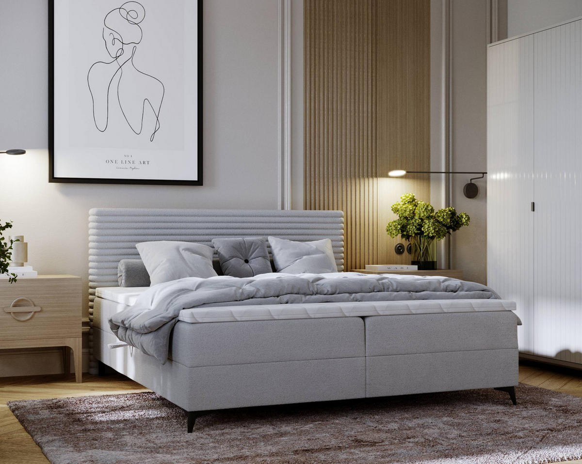 BOXBETT 180/200 cm  in Grau  - Schwarz/Grau, Design, Holz/Holzwerkstoff (180/200cm) - Xora