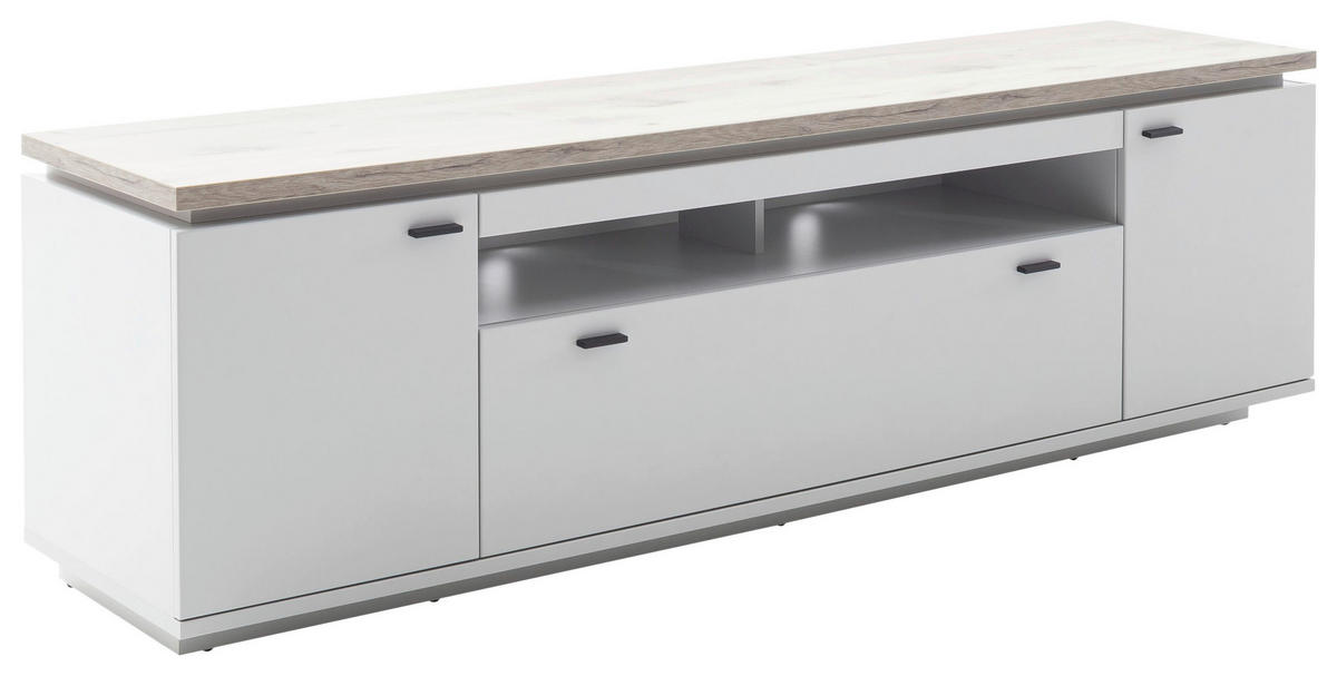 LOWBOARD Grau, Eichefarben  210/65/50 cm  - Eichefarben/Anthrazit, Design, Holzwerkstoff/Metall (210/65/50cm) - Stylife