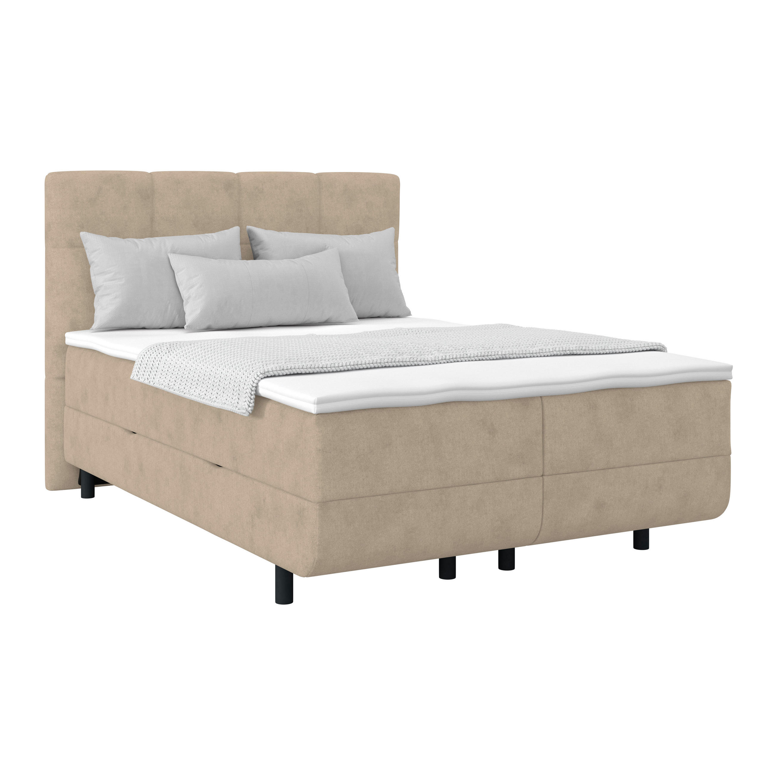 POLSTERBETT Bettkasten, Topper 140/200 cm  in Beige  - Beige/Schwarz, MODERN, Kunststoff/Textil (140/200cm) - MID.YOU