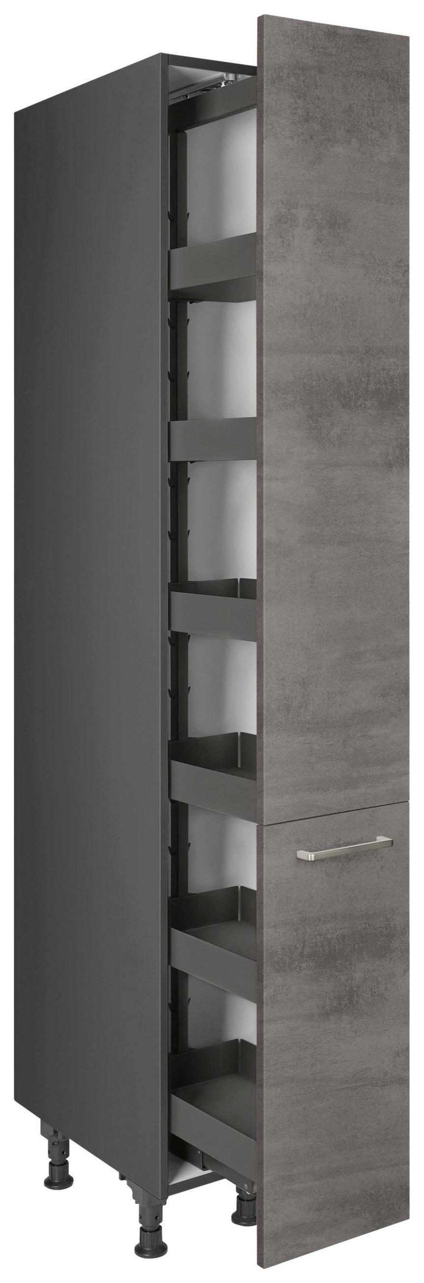 APOTHEKERSCHRANK 30/216,6/58 cm  in Schieferfarben  - Schieferfarben/Edelstahlfarben, MODERN, Holzwerkstoff/Metall (30/216,6/58cm) - Nobilia