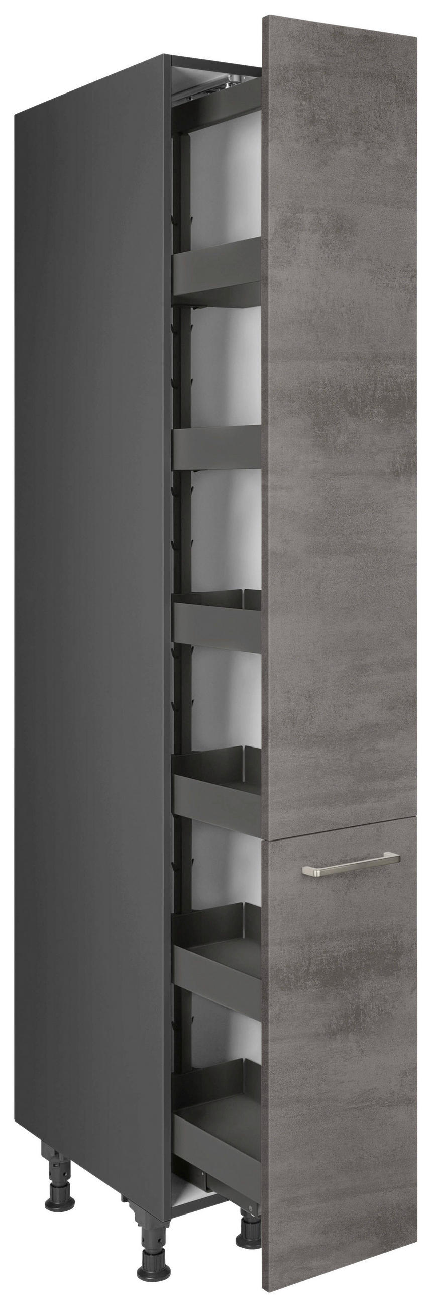 APOTHEKERSCHRANK 30/216,6/58 cm  in Schieferfarben  - Schieferfarben/Edelstahlfarben, MODERN, Holzwerkstoff/Metall (30/216,6/58cm) - Nobilia