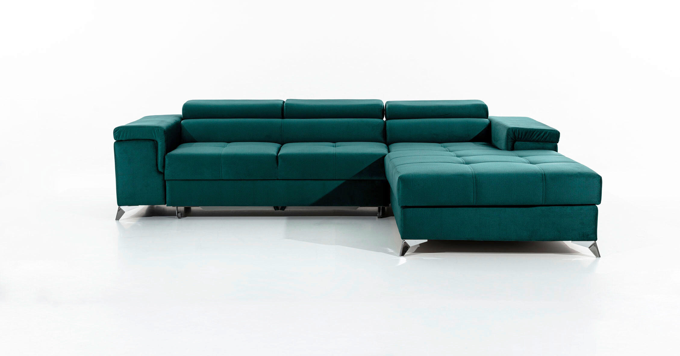 ECKSOFA Grün Samt  - Silberfarben/Grün, Design, Textil/Metall (281/205cm) - MID.YOU