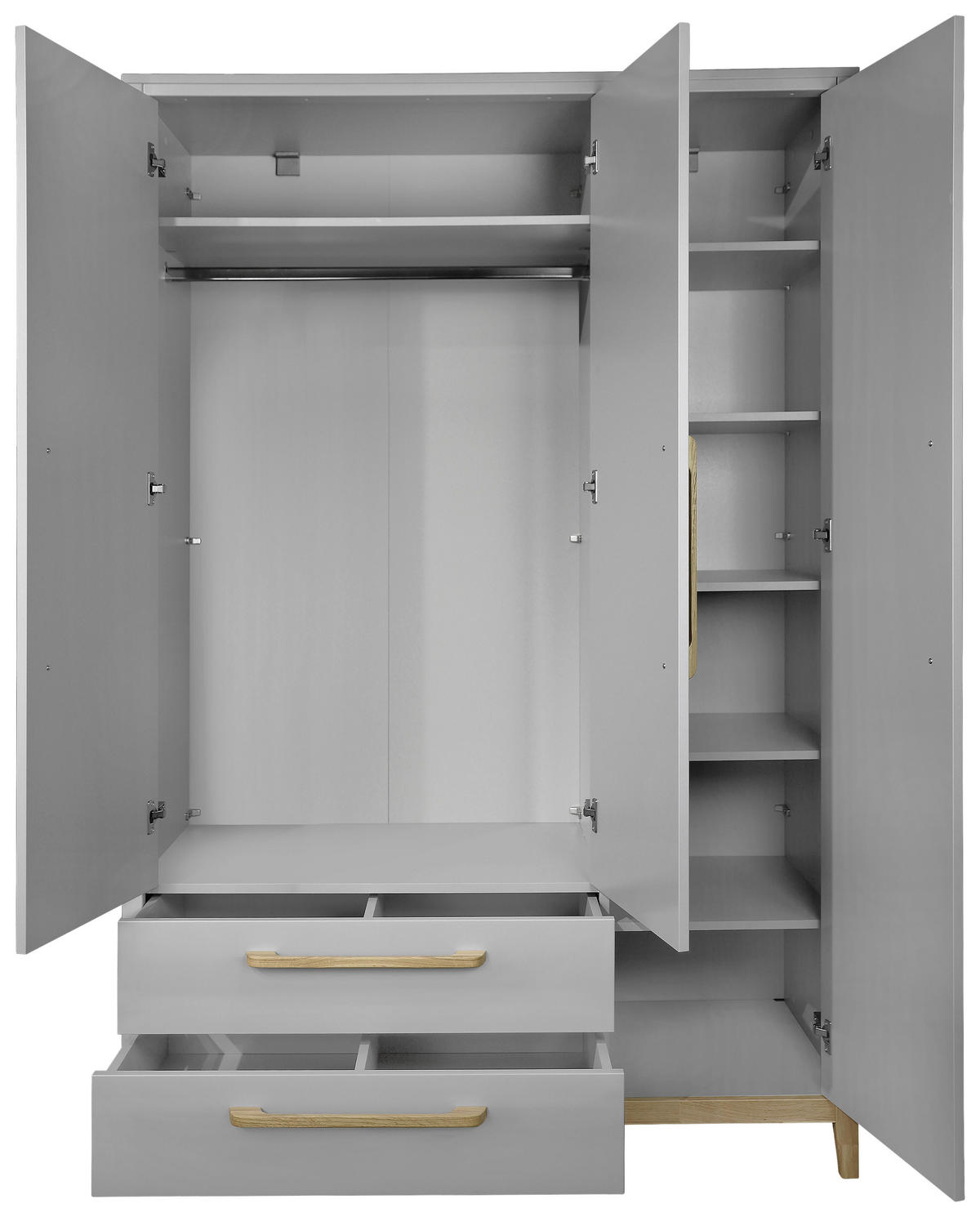 KLEIDERSCHRANK 135/206/55 cm,  in Grau, 3-türig  - Grau, LIFESTYLE, Holz/Holzwerkstoff (135/206/55cm) - Stylife