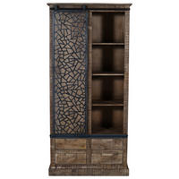REGAL Mangoholz massiv Grau, Naturfarben  - Anthrazit/Naturfarben, Natur, Holz/Metall (90/190/40cm) - MID.YOU