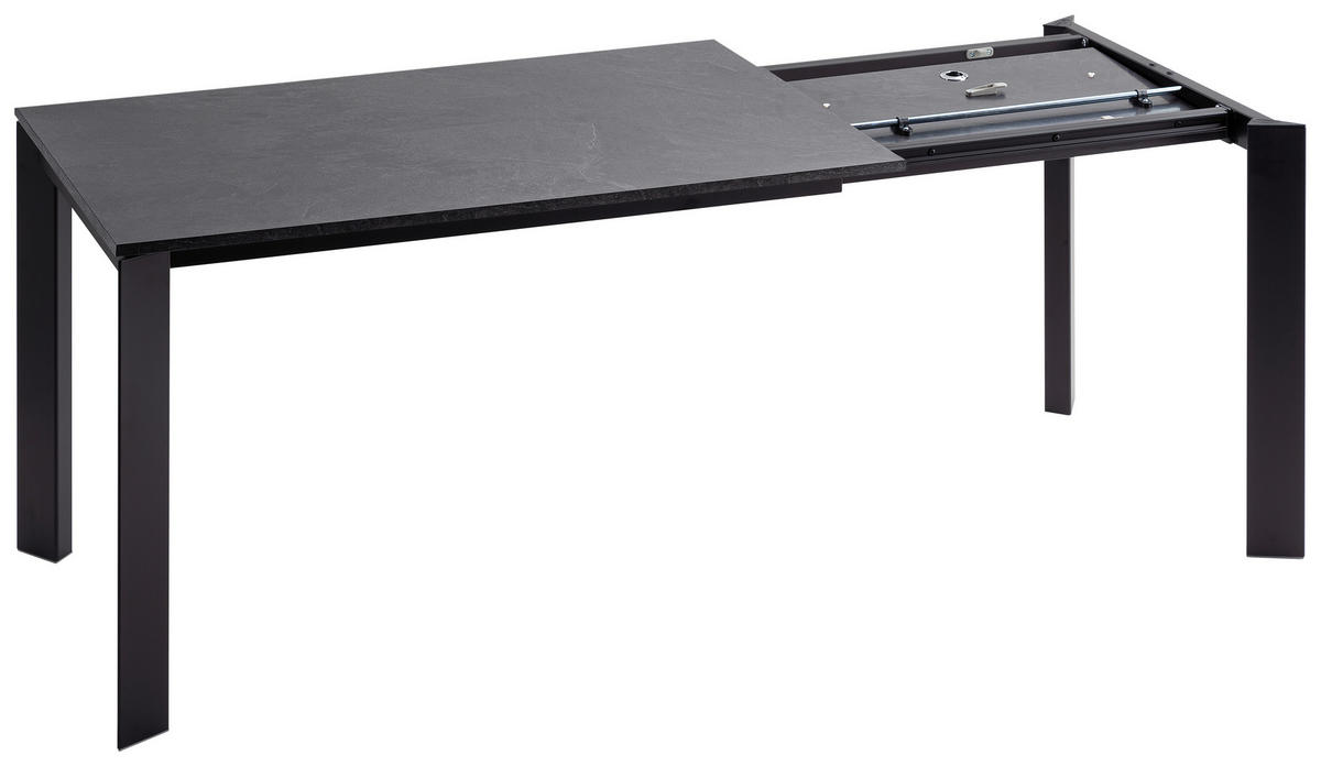 ESSTISCH in Metall, Holzwerkstoff 120-180/80/75 cm  - Schieferfarben/Schwarz, Design, Holzwerkstoff/Metall (120-180/80/75cm) - Novel