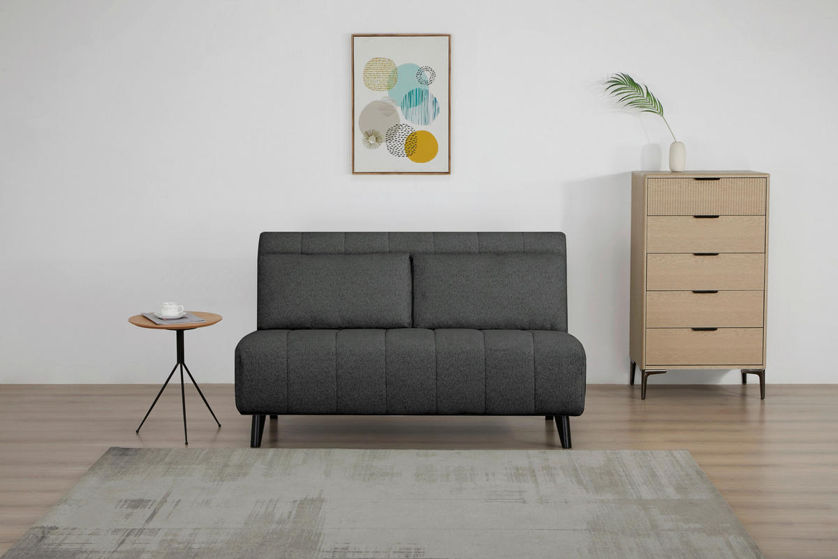 SCHLAFSOFA Webstoff Dunkelgrau  - Dunkelgrau/Schwarz, Design, Holz/Textil (143/82/88cm) - Carryhome