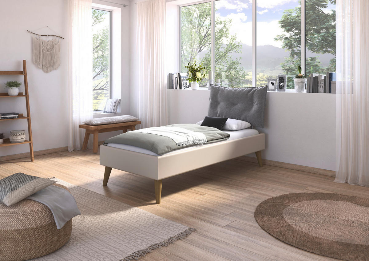 BETT 90/200 cm  in Champagner  - Wildeiche/Champagner, Design, Holz/Textil (90/200cm) - Carryhome