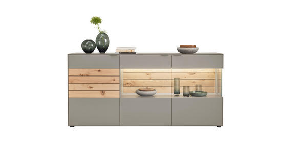 SIDEBOARD 181,9/87,9/45,2 cm  - Eichefarben/Hellgrau, Design, Glas/Holz (181,9/87,9/45,2cm) - Dieter Knoll