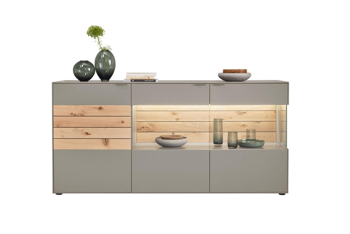 SIDEBOARD Eichefarben, Hellgrau  181,9/87,9/45,2 cm  - Eichefarben/Hellgrau, Design, Glas/Holz (181,9/87,9/45,2cm) - Dieter Knoll