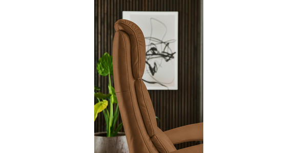 RELAXSESSEL in Leder Karamell  - Edelstahlfarben/Karamell, Design, Leder/Metall (76/119/86cm) - Dieter Knoll