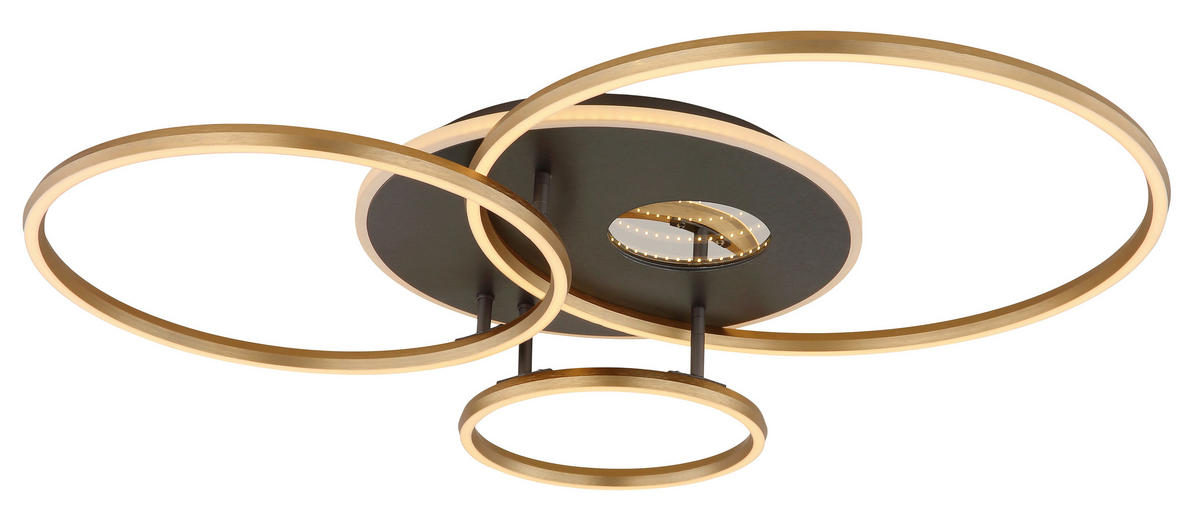 LED-DECKENLEUCHTE 90/70/13 cm   - Anthrazit/Goldfarben, Design, Kunststoff/Metall (90/70/13cm) - Globo