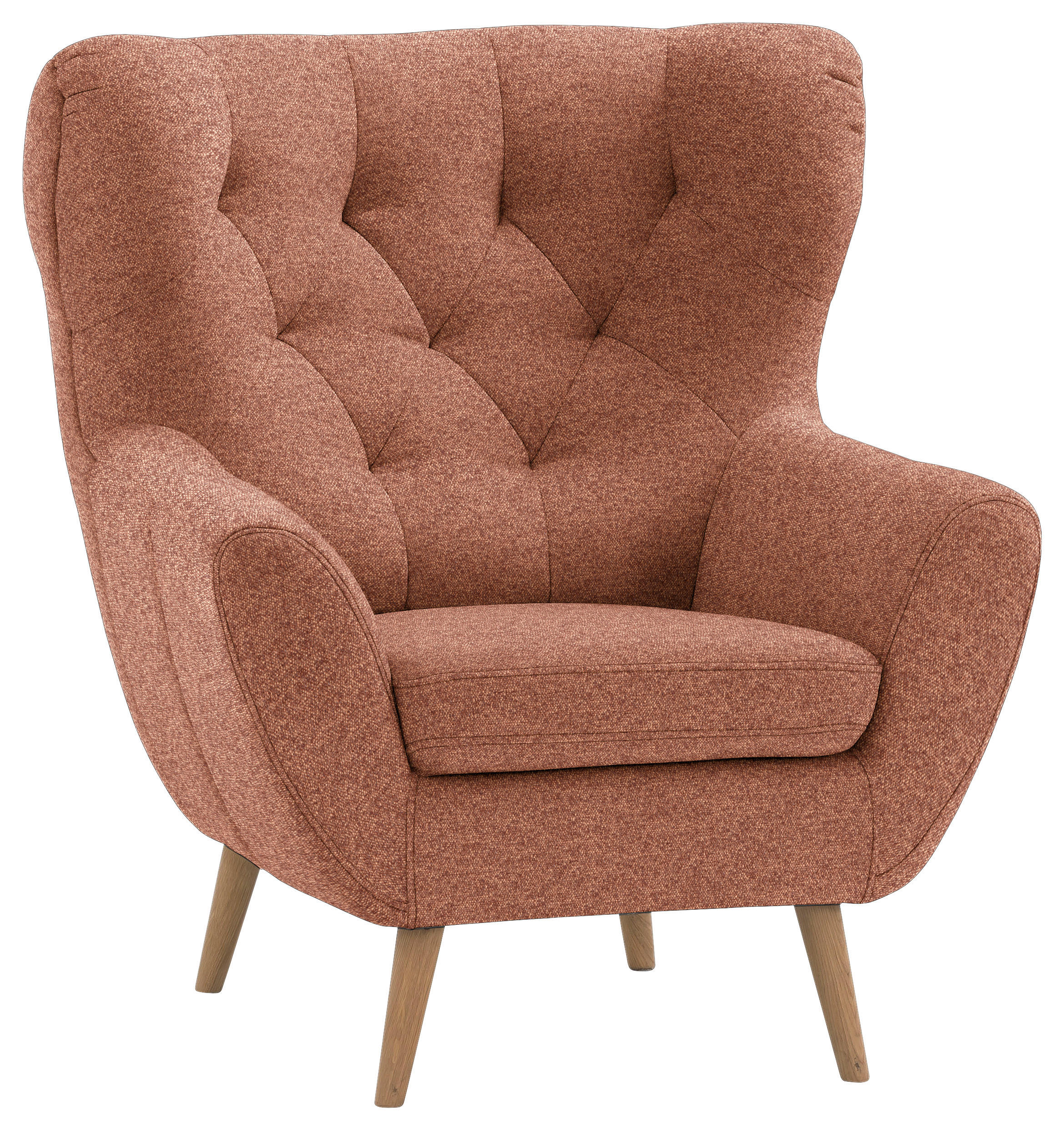OHRENSESSEL in Flachgewebe Rostfarben  - Eichefarben/Rostfarben, Design, Holz/Textil (87/101/95cm) - Stylife