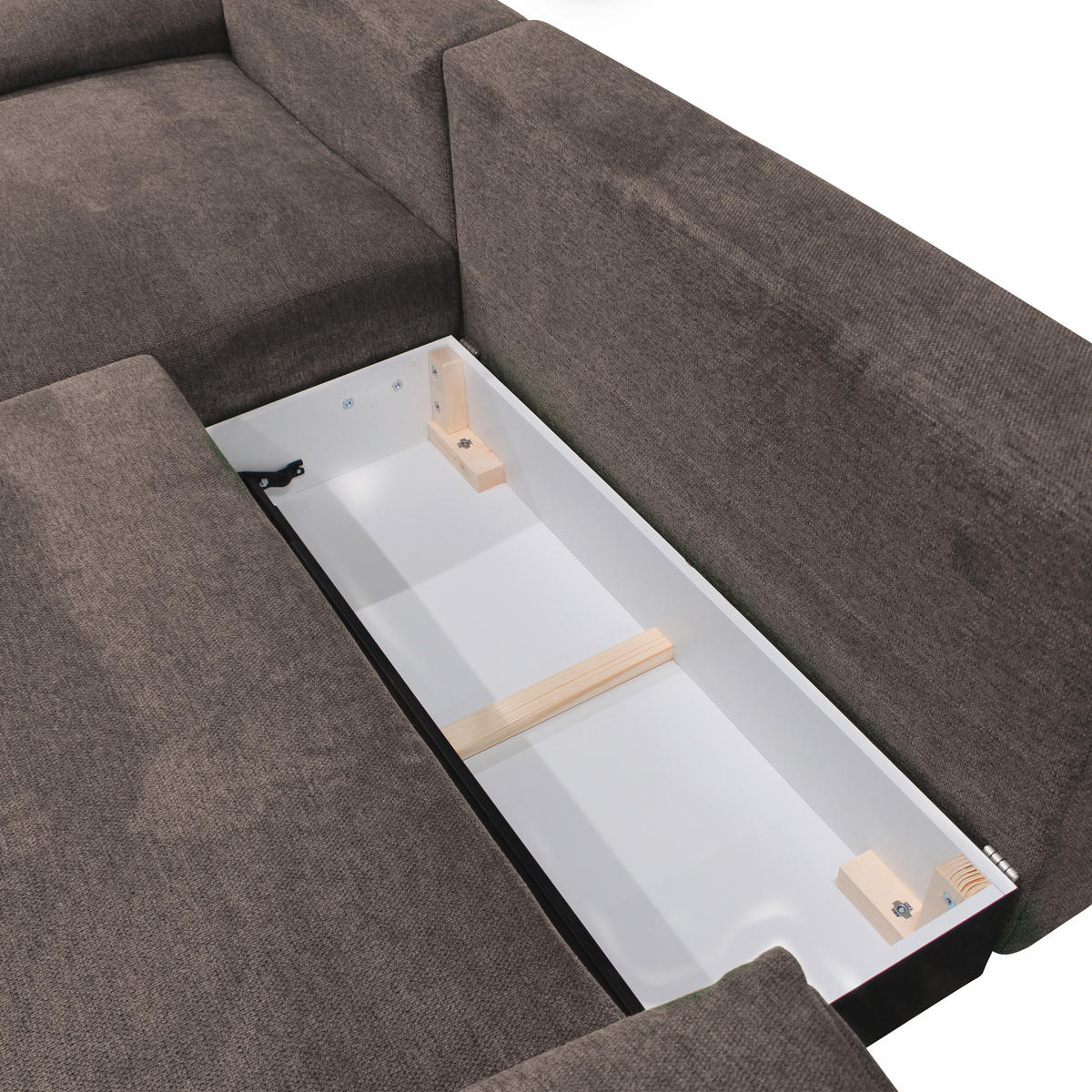 ECKSOFA Graubraun Webstoff  - Graubraun/Schwarz, Design, Textil/Metall (192/260cm) - MID.YOU