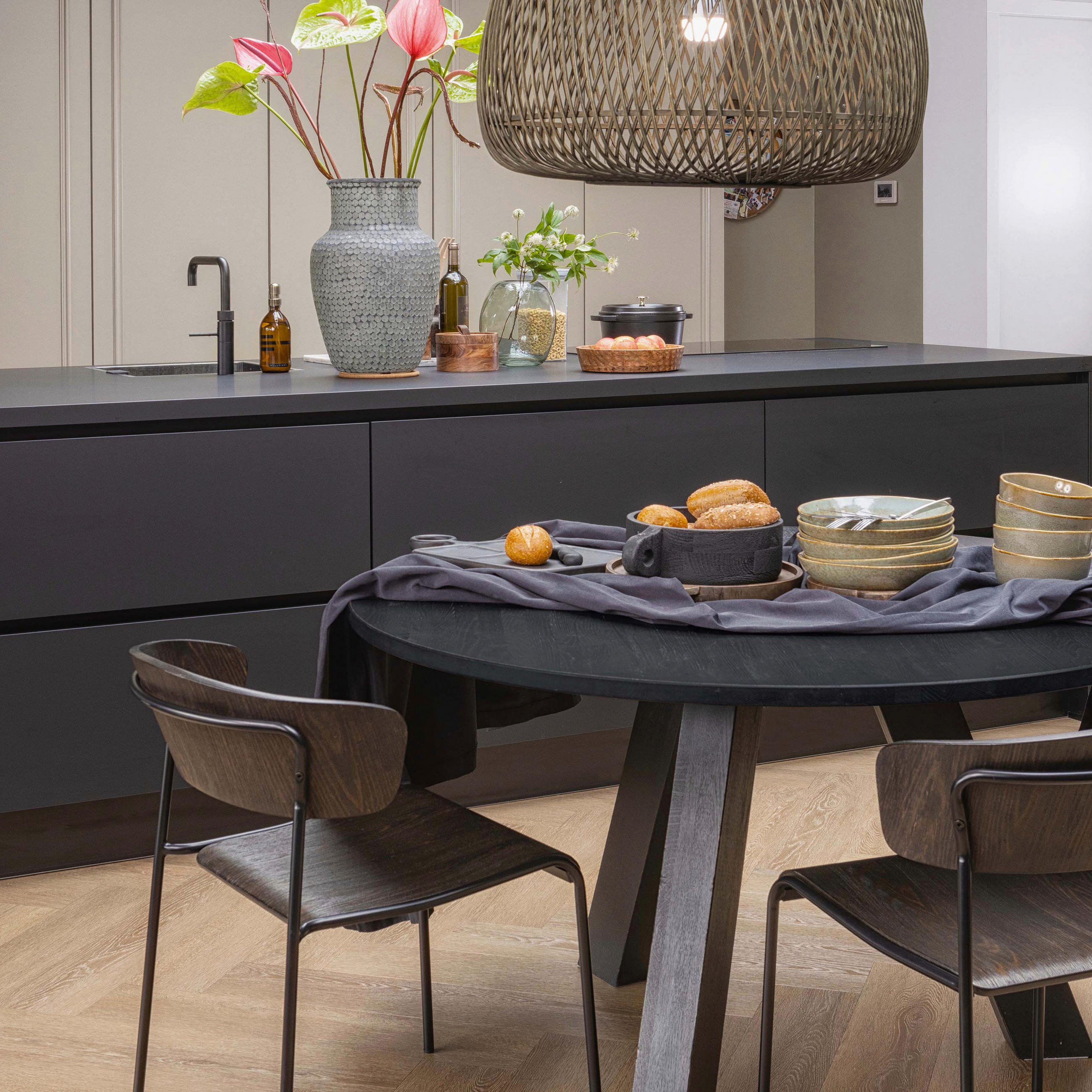 Thumbnail - Livetastic Esstisch Rhonda, Schwarz, Holz, Eiche, massiv, rund, eckig, 129x75x129 cm, Esszimmer, Tische, Esstische