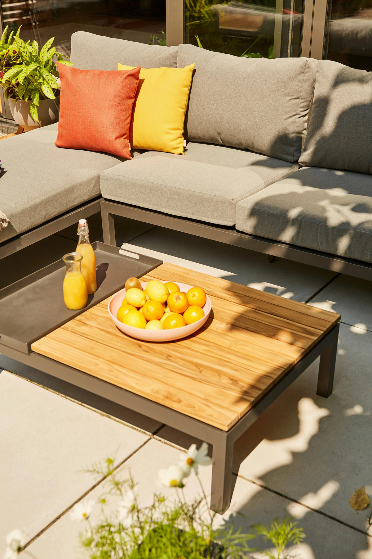 LOUNGEGARNITUR 3-teilig   Teakholz Aluminium, Stahl  - Anthrazit/Teakfarben, KONVENTIONELL, Holz/Kunststoff - Siena Garden