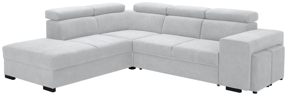 ECKSOFA Hellgrau Webstoff  - Hellgrau/Schwarz, KONVENTIONELL, Holz/Textil (244/283cm) - Carryhome