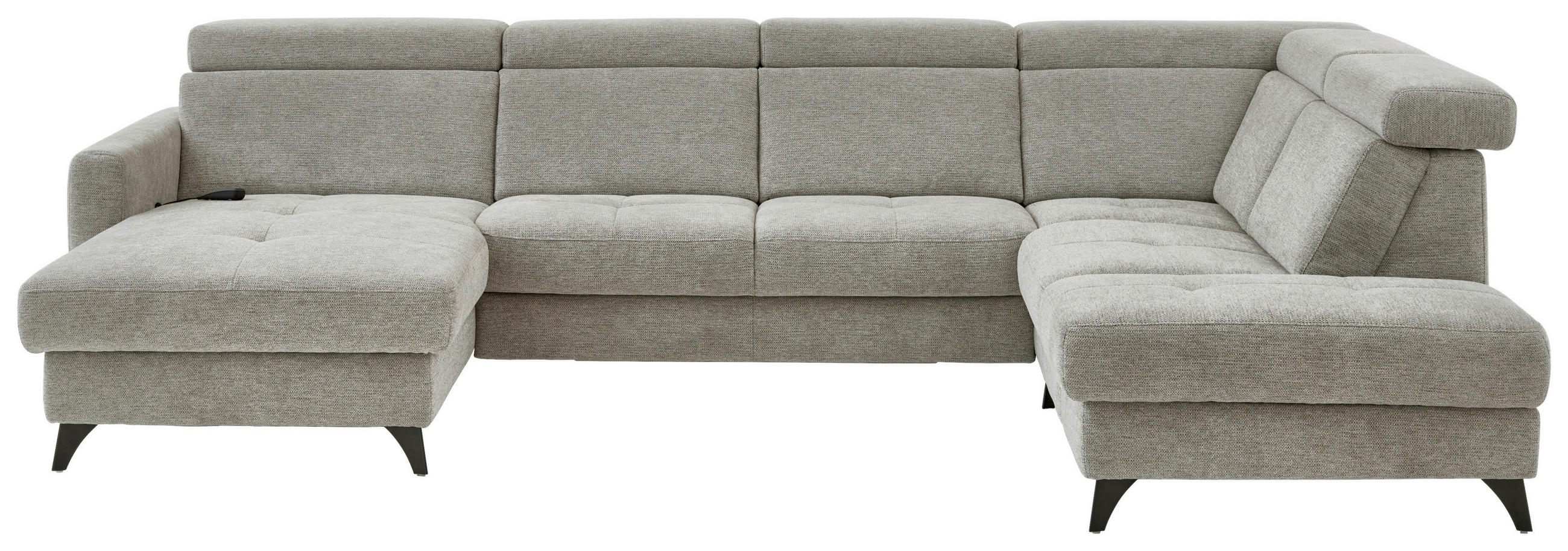 WOHNLANDSCHAFT Beldomo System Graubraun Flachgewebe  - Graubraun/Schwarz, KONVENTIONELL, Textil/Metall (174/333/215cm) - Beldomo System