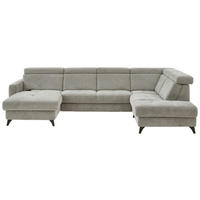 WOHNLANDSCHAFT Beldomo System Graubraun Flachgewebe  - Graubraun/Schwarz, KONVENTIONELL, Textil/Metall (174/333/215cm) - Beldomo System