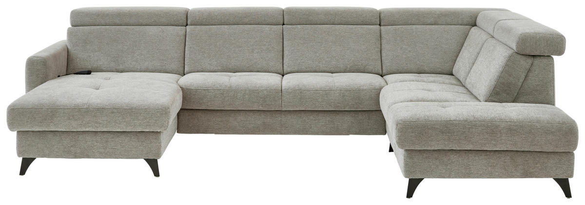 WOHNLANDSCHAFT Beldomo System Graubraun Flachgewebe  - Graubraun/Schwarz, KONVENTIONELL, Textil/Metall (174/333/215cm) - Beldomo System