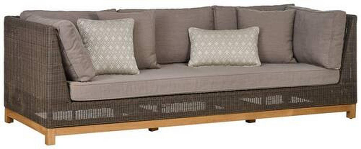 LOUNGESOFA  - Taupe/Dunkelgrau, Natur, Holz/Kunststoff (224/71/91cm) - Amatio