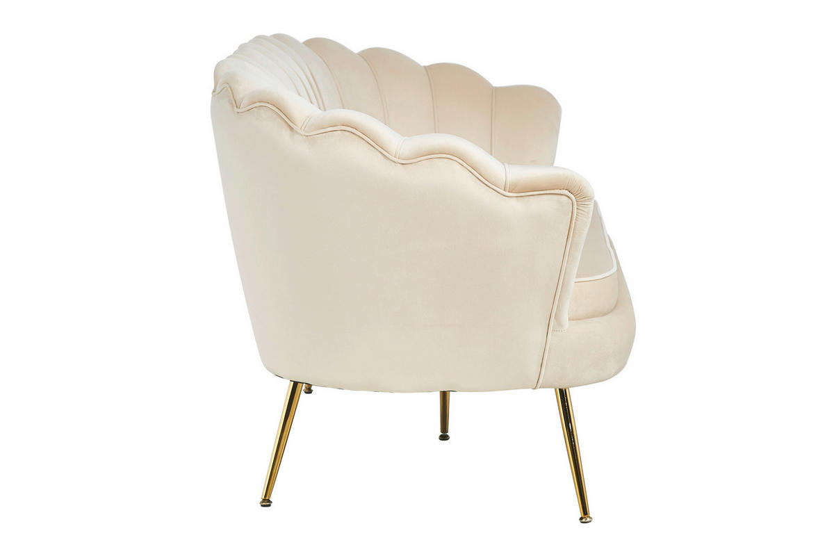 3-SITZER-SOFA in Samt Beige  - Beige/Goldfarben, MODERN, Textil/Metall (180/78/76cm) - Livetastic