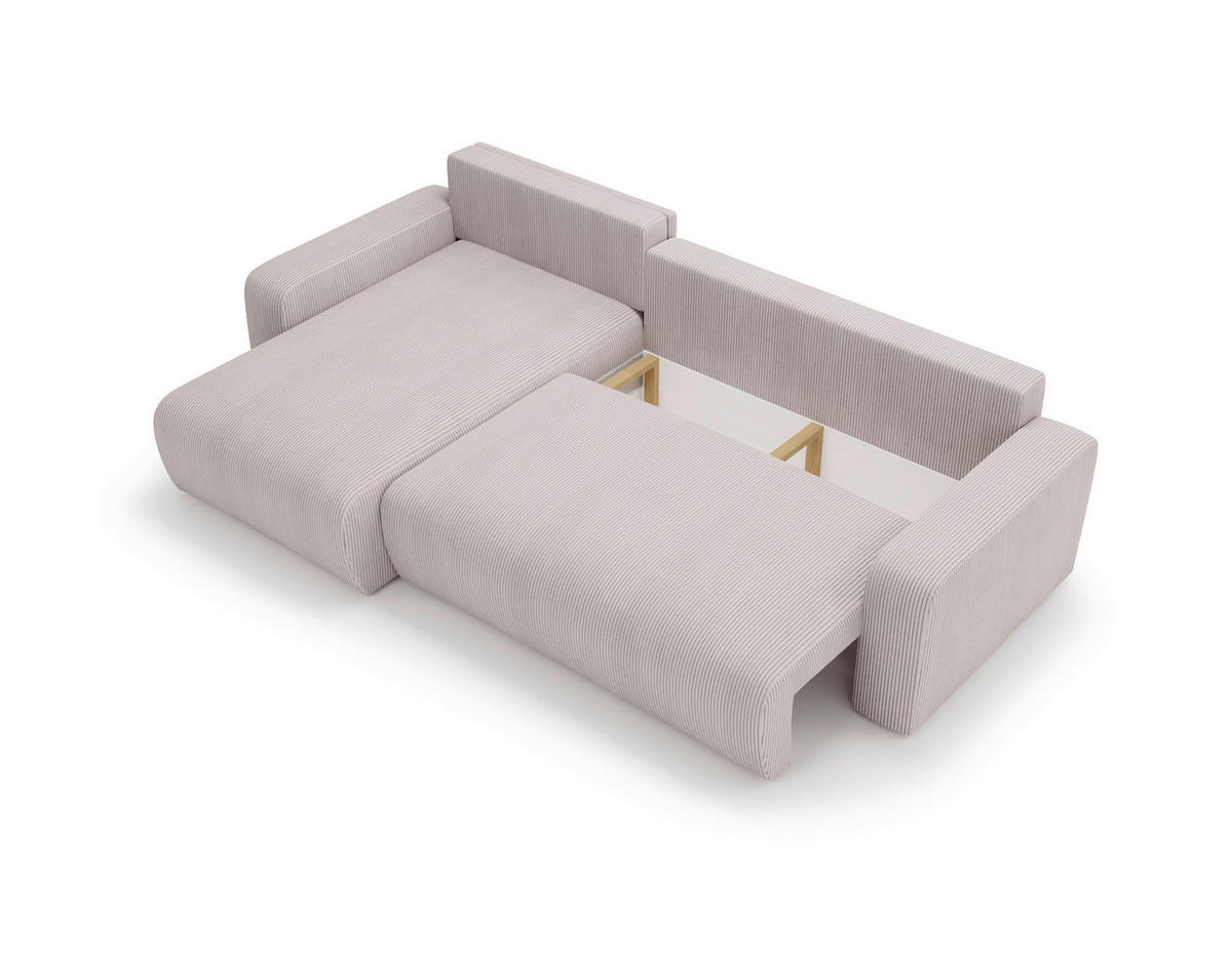 ECKSOFA in Cord Hellgrau  - Hellgrau/Schwarz, Modern, Kunststoff/Textil (150/245cm) - Carryhome