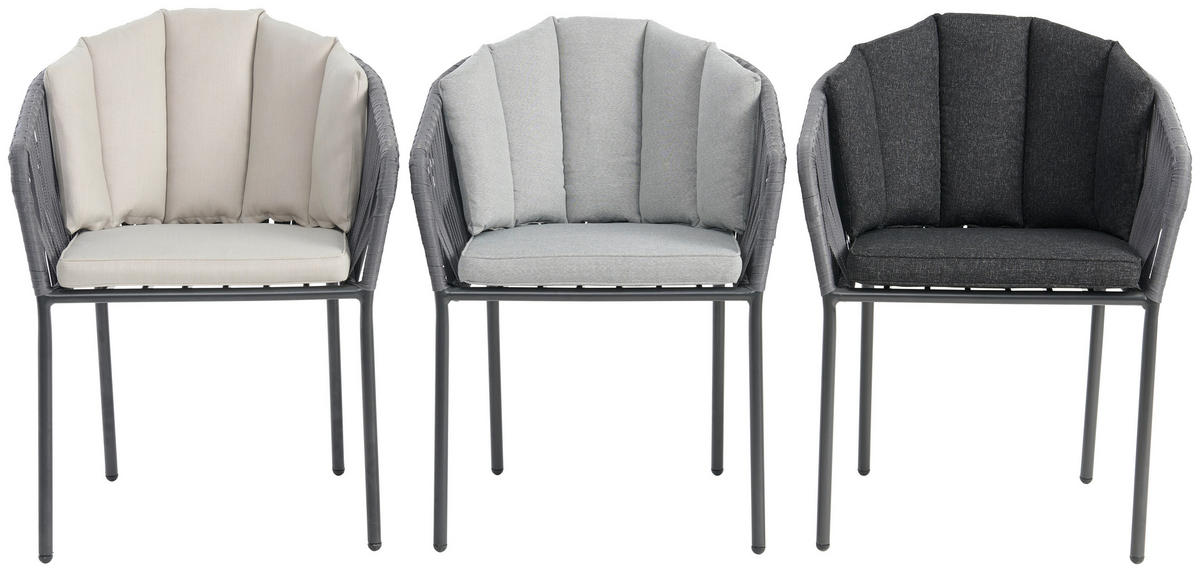 GARTENSESSEL Metall, Kunststoff, Textil Grau  - Schwarz/Grau, MODERN, Kunststoff/Textil (59/77,5/61cm) - Ambia Garden