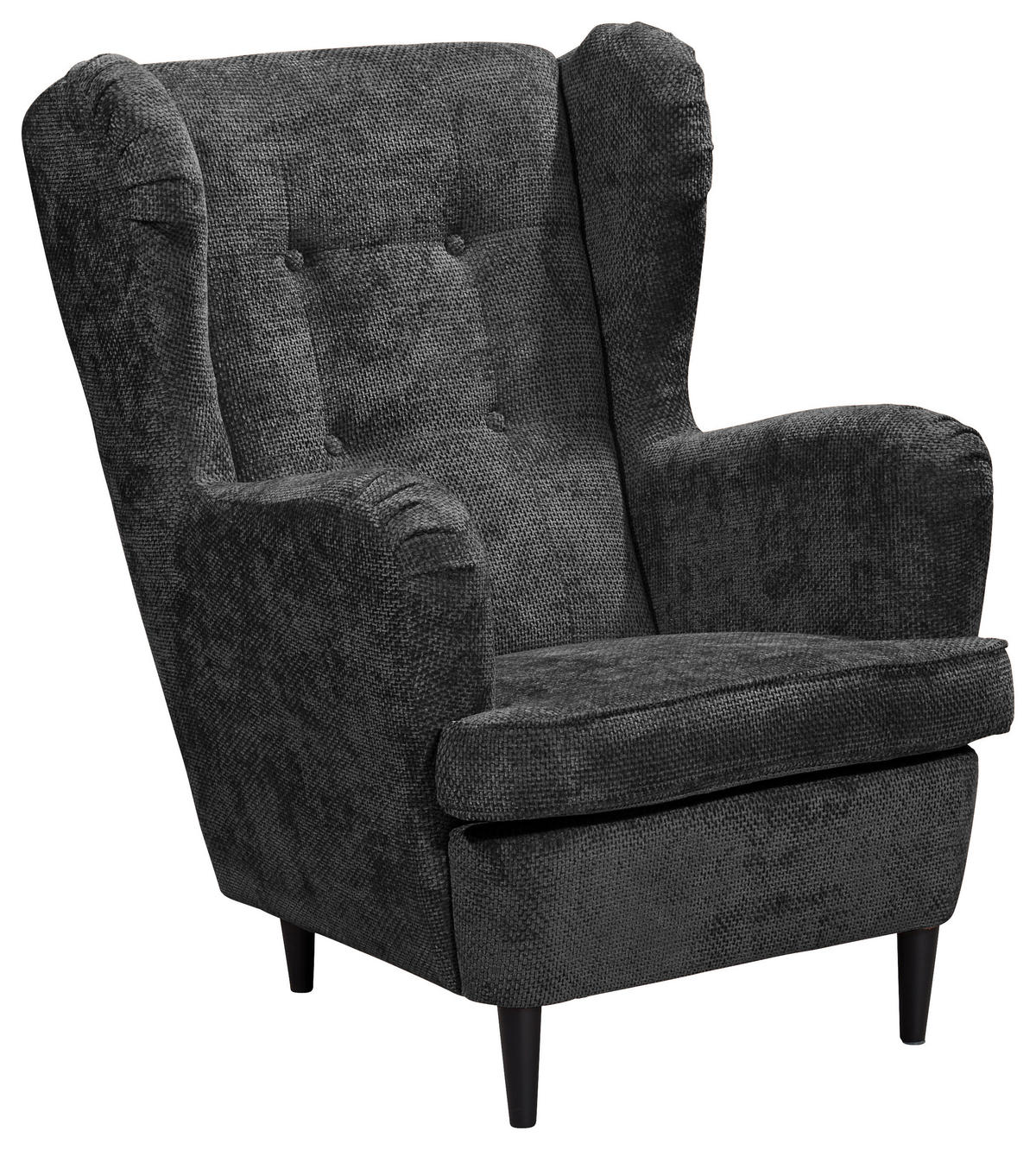 OHRENSESSEL in Webstoff Schwarz  - Schwarz, Konventionell, Holz/Textil (78/102/98cm) - MID.YOU