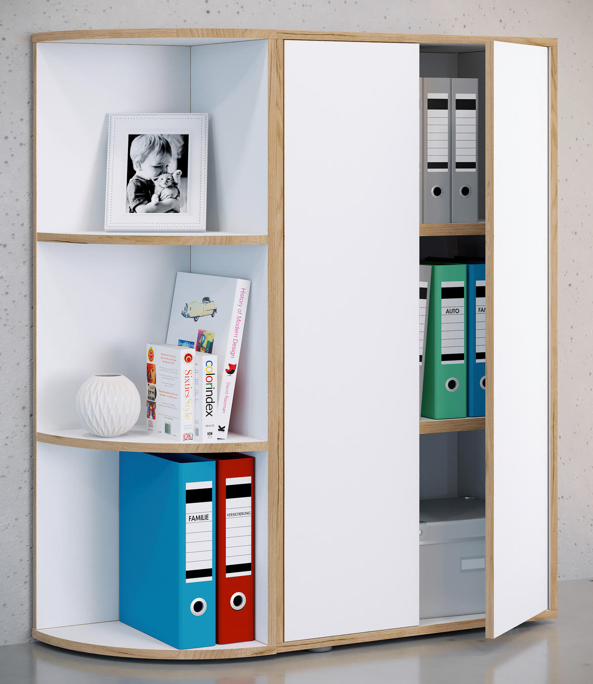 Etajeră De Colț 33/100/33 cm, alb, stejar miere,  - stejar miere/alb, Design, plastic/material pe bază de lemn (33/100/33cm) - Livetastic
