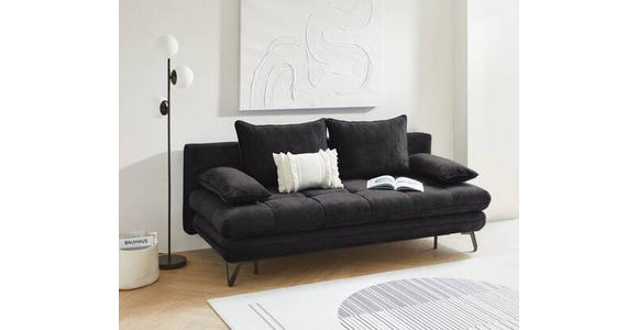 SCHLAFSOFA in Samt Schwarz - Schwarz, Design, Textil/Metall (205/79-96/85cm) - Novel