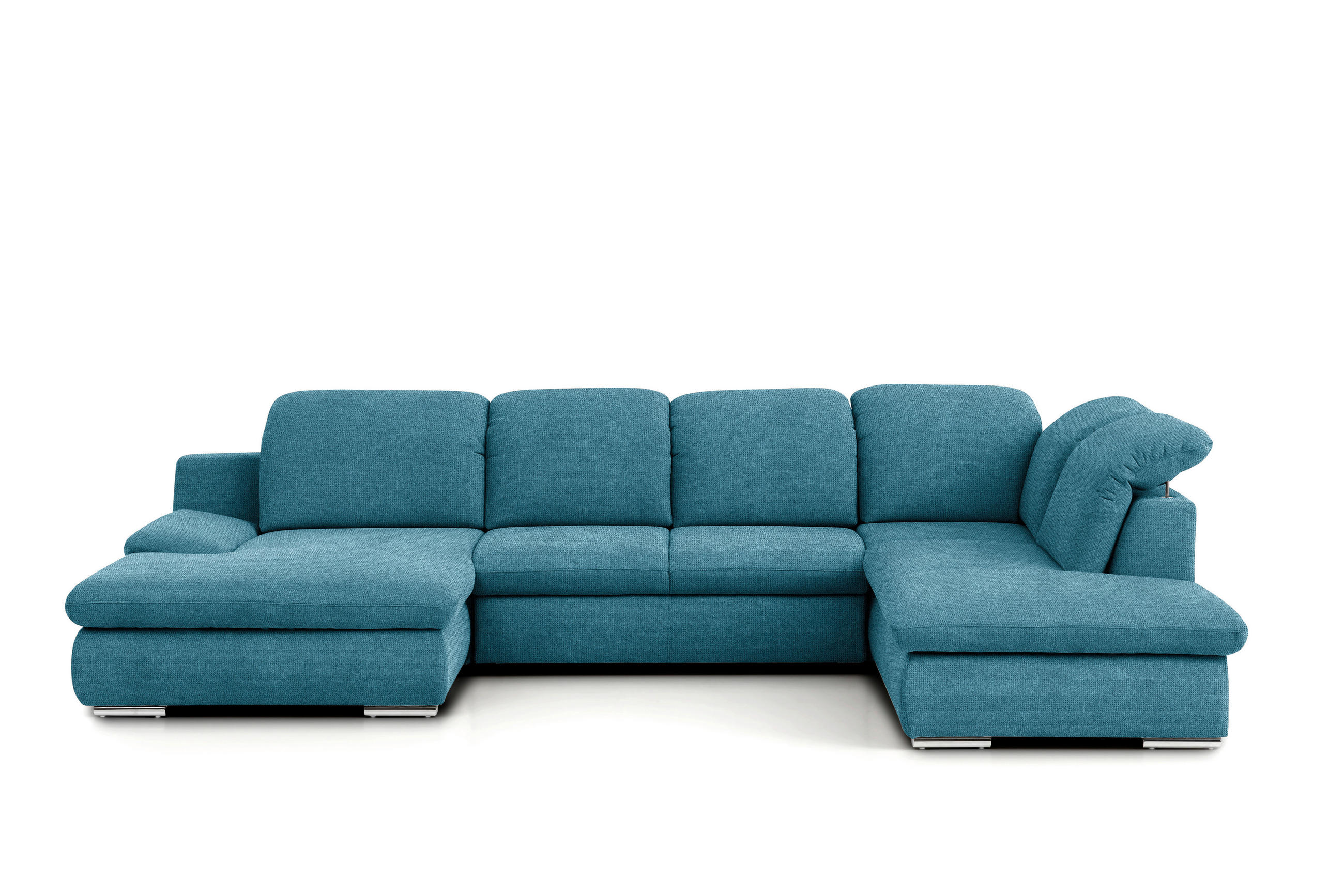 WOHNLANDSCHAFT Blau Chenille  - Chromfarben/Blau, Design, Textil/Metall (165/353/212cm) - Livetastic