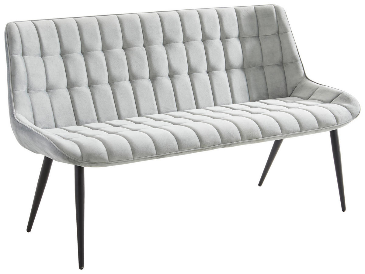 SITZBANK 160/90/64 cm Samt Grau, Schwarz  - Schwarz/Grau, MODERN, Textil/Metall (160/90/64cm) - MID.YOU