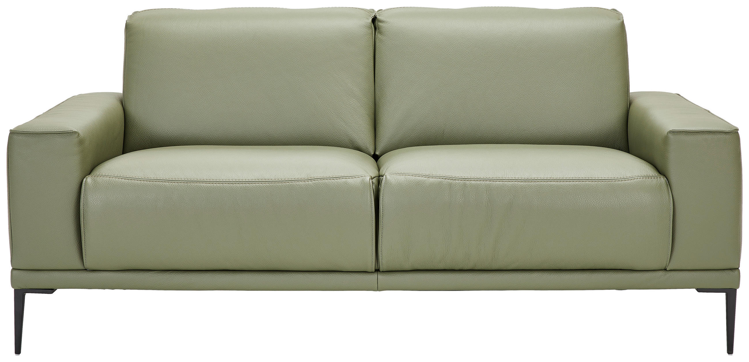 2-SITZER-SOFA Olivgrün Echtleder  - Schwarz/Olivgrün, Design, Leder/Metall (180/82/92cm) - Johann Jakob