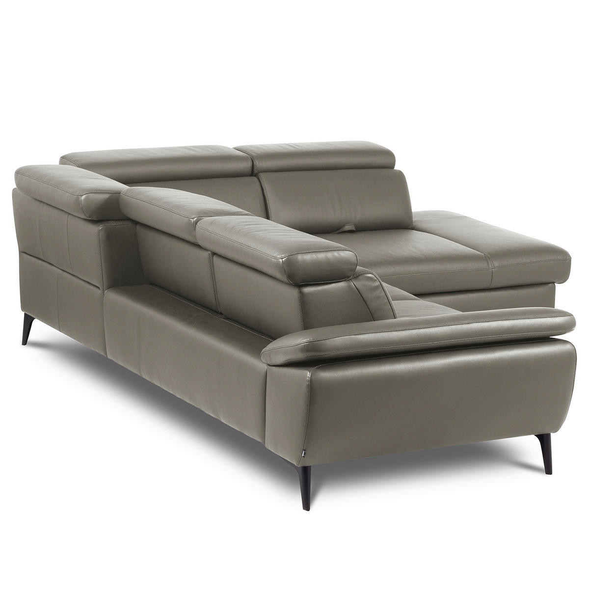 ECKSOFA  in Lederlook Echtleder Schlammfarben  - Schlammfarben/Schwarz, Design, Leder/Textil (274/220cm) - Livetastic