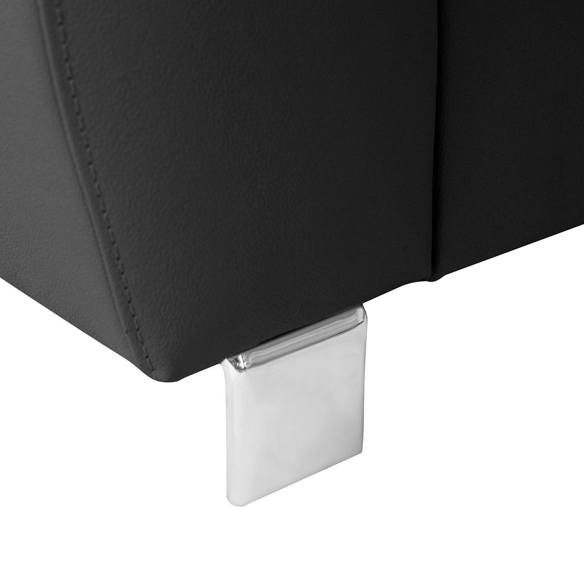 ECKSOFA Schwarz Echtleder Lederlook  - Chromfarben/Schwarz, Design, Leder/Textil (248/208cm) - Livetastic