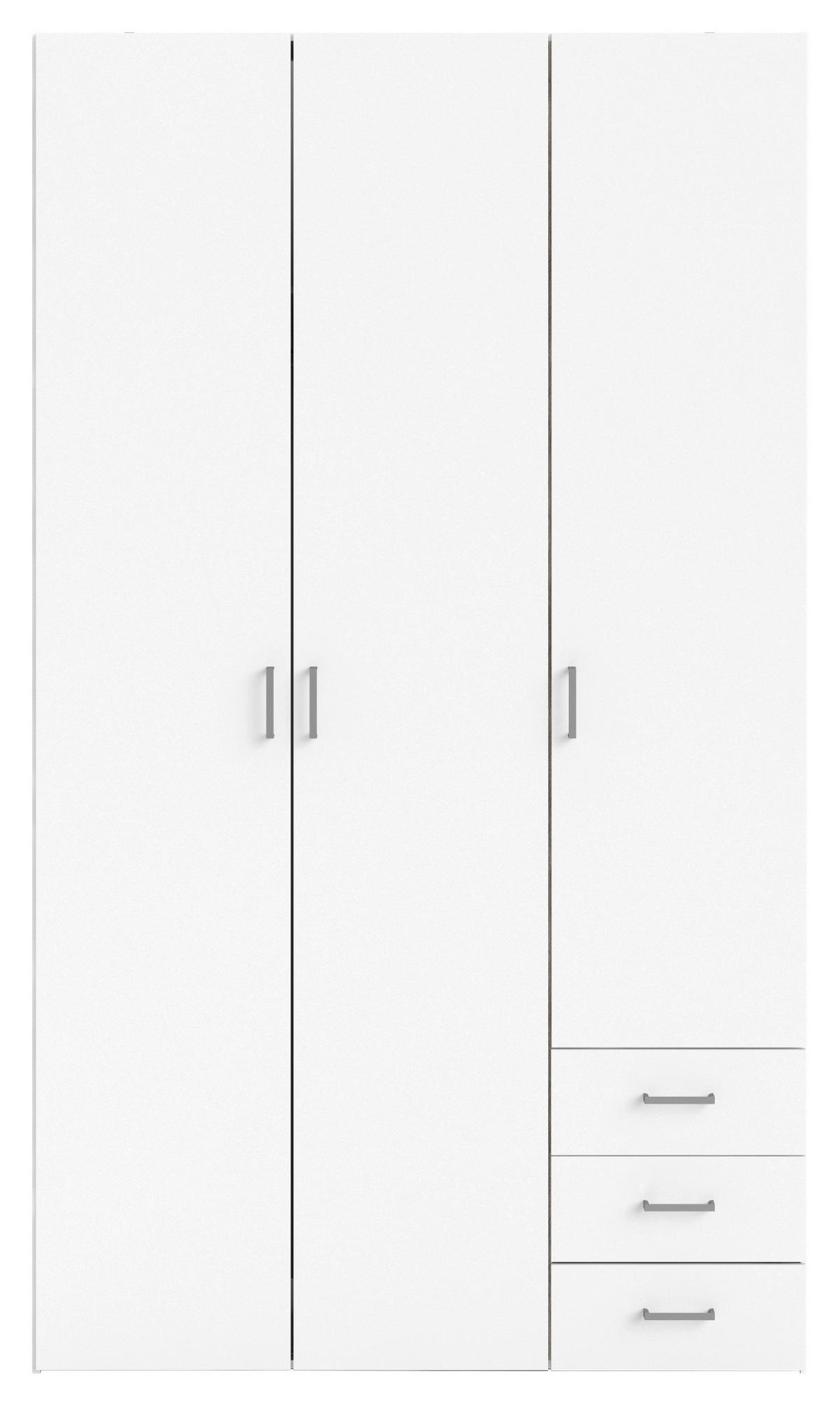 KLEIDERSCHRANK in Weiss  - Weiss/Silberfarben, Basics, Holzwerkstoff/Metall (115,8/200,4/49,5cm) - MID.YOU