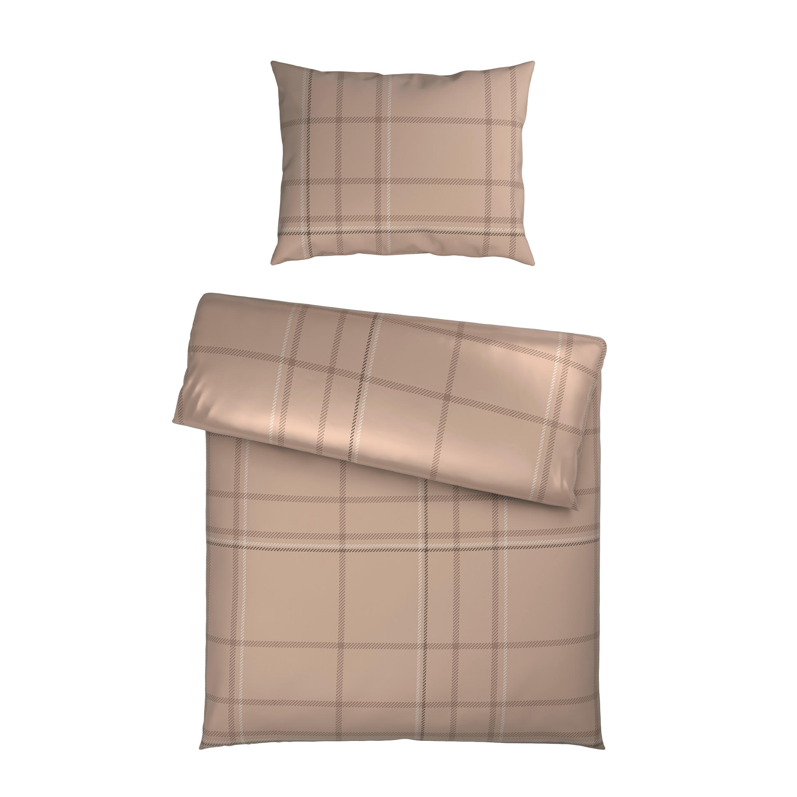 BETTWÄSCHESET CUBY Satin 160/210 cm  65 cm/100 cm  - Taupe, Konventionell, Textil (160/210cm) - Esposa