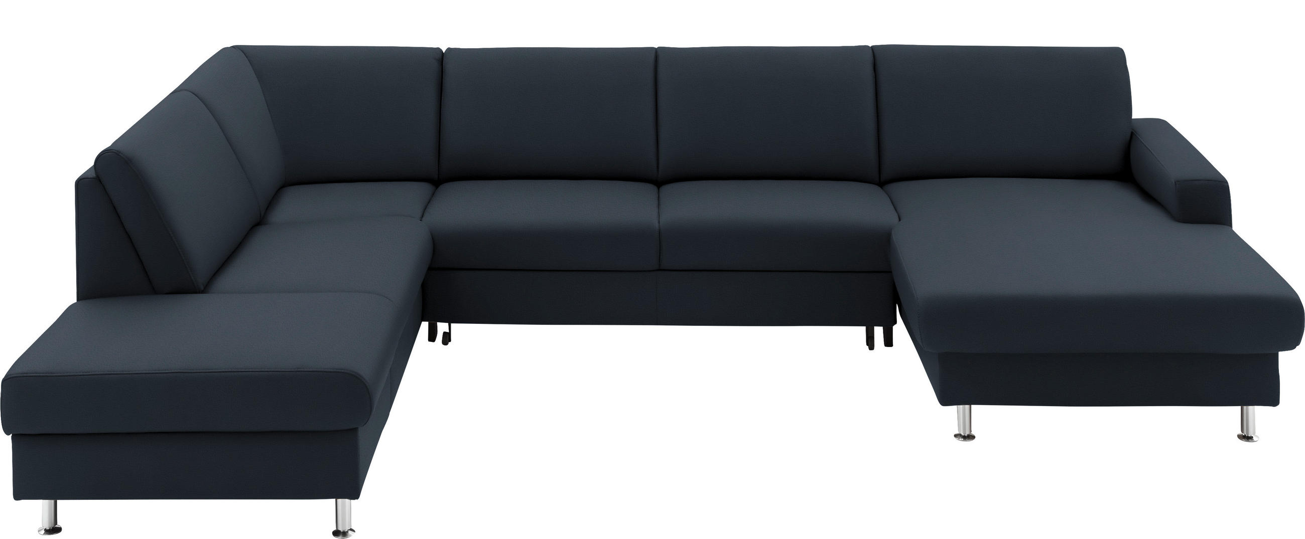 WOHNLANDSCHAFT in Echtleder Dunkelblau  - Alufarben/Dunkelblau, Design, Leder/Metall (233/339/165cm) - Beldomo Premium