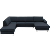 WOHNLANDSCHAFT in Echtleder Dunkelblau  - Alufarben/Dunkelblau, Design, Leder/Metall (233/339/165cm) - Beldomo Premium