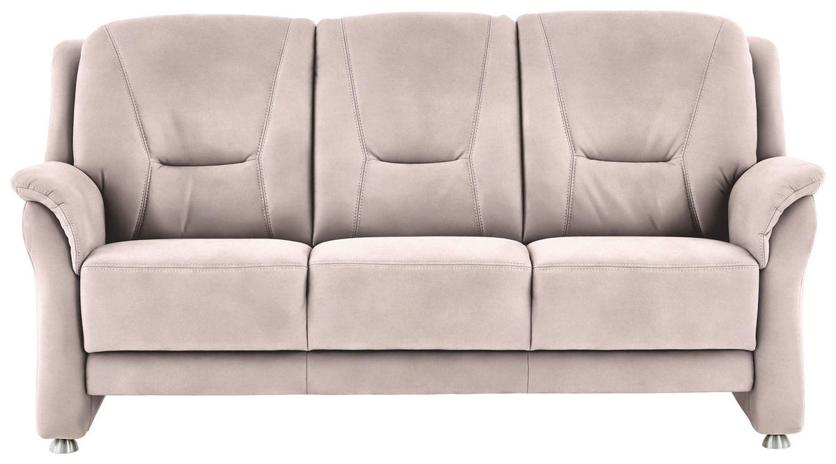3-SITZER-SOFA in Mikrofaser Rosa  - Beige/Alufarben, Konventionell, Textil/Metall (198/100/89cm) - Beldomo Comfort