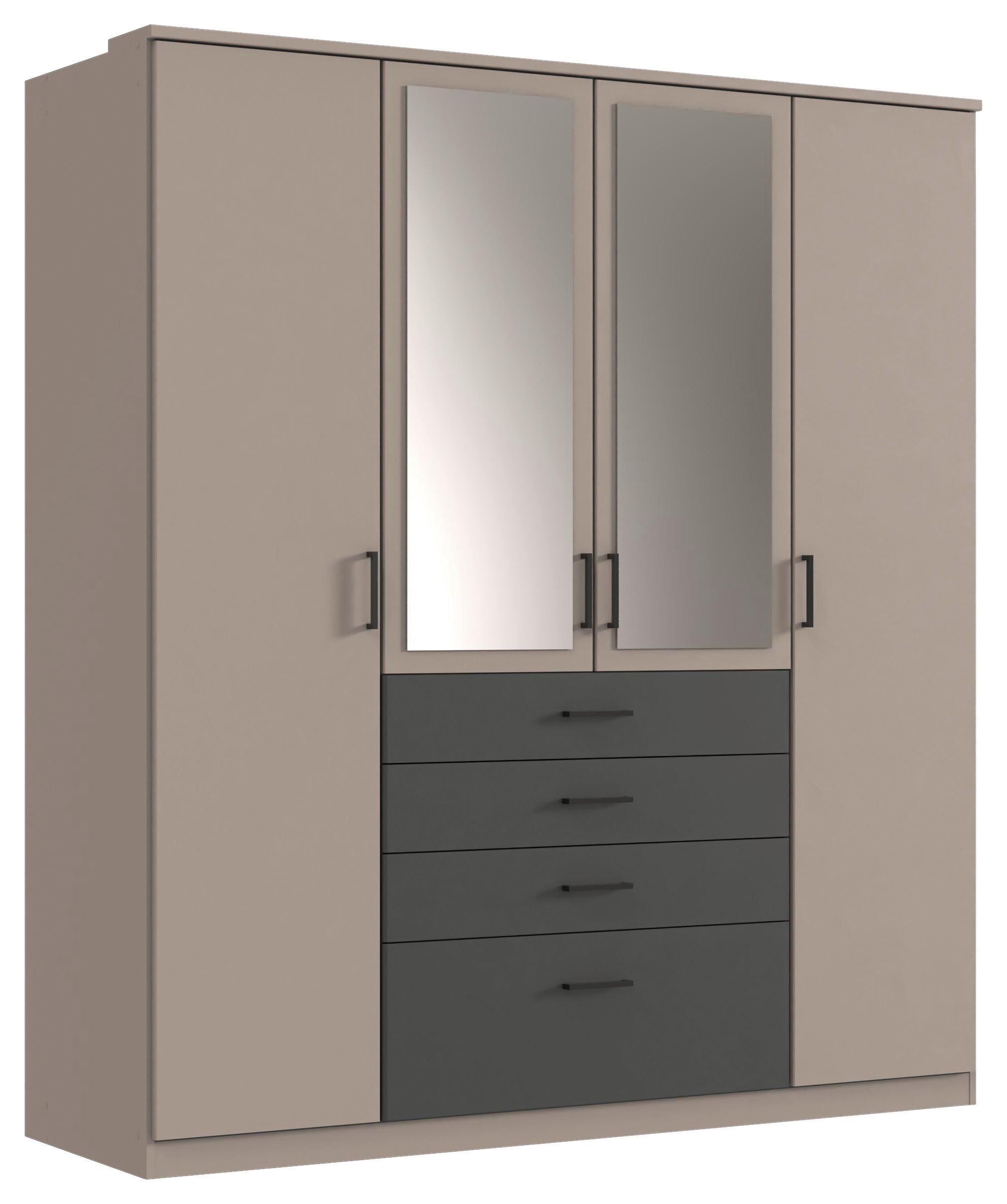 KLEIDERSCHRANK in Graphitfarben, Grau  - Schwarz/Graphitfarben, Konventionell, Glas/Holzwerkstoff (180/199/58cm) - Carryhome