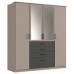 KLEIDERSCHRANK  in Graphitfarben, Grau  - Schwarz/Graphitfarben, KONVENTIONELL, Glas/Holzwerkstoff (180/199/58cm) - Carryhome