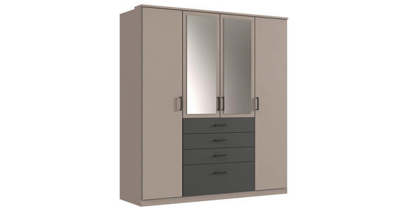 KLEIDERSCHRANK in Graphitfarben, Grau - Schwarz/Graphitfarben, KONVENTIONELL, Glas/Holzwerkstoff (180/199/58cm) - Carryhome