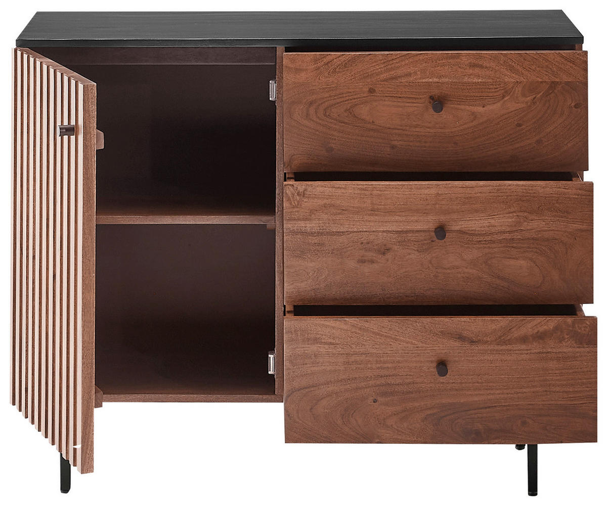 SIDEBOARD 95/85/40 cm  in Schwarz, Walnussfarben  - Walnussfarben/Schwarz, Lifestyle, Holz/Holzwerkstoff (95/85/40cm) - MID.YOU