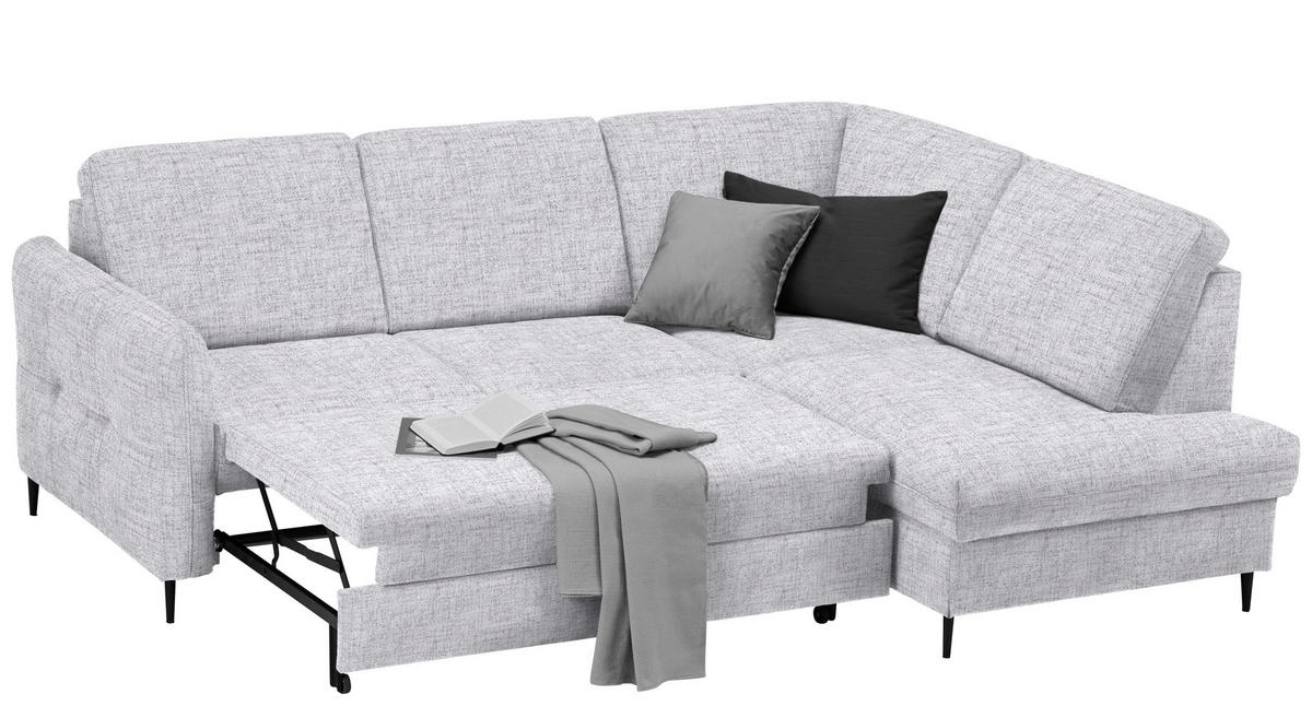 ECKSOFA in Chenille Hellgrau  - Hellgrau/Schwarz, Modern, Holz/Textil (241/184cm) - Carryhome