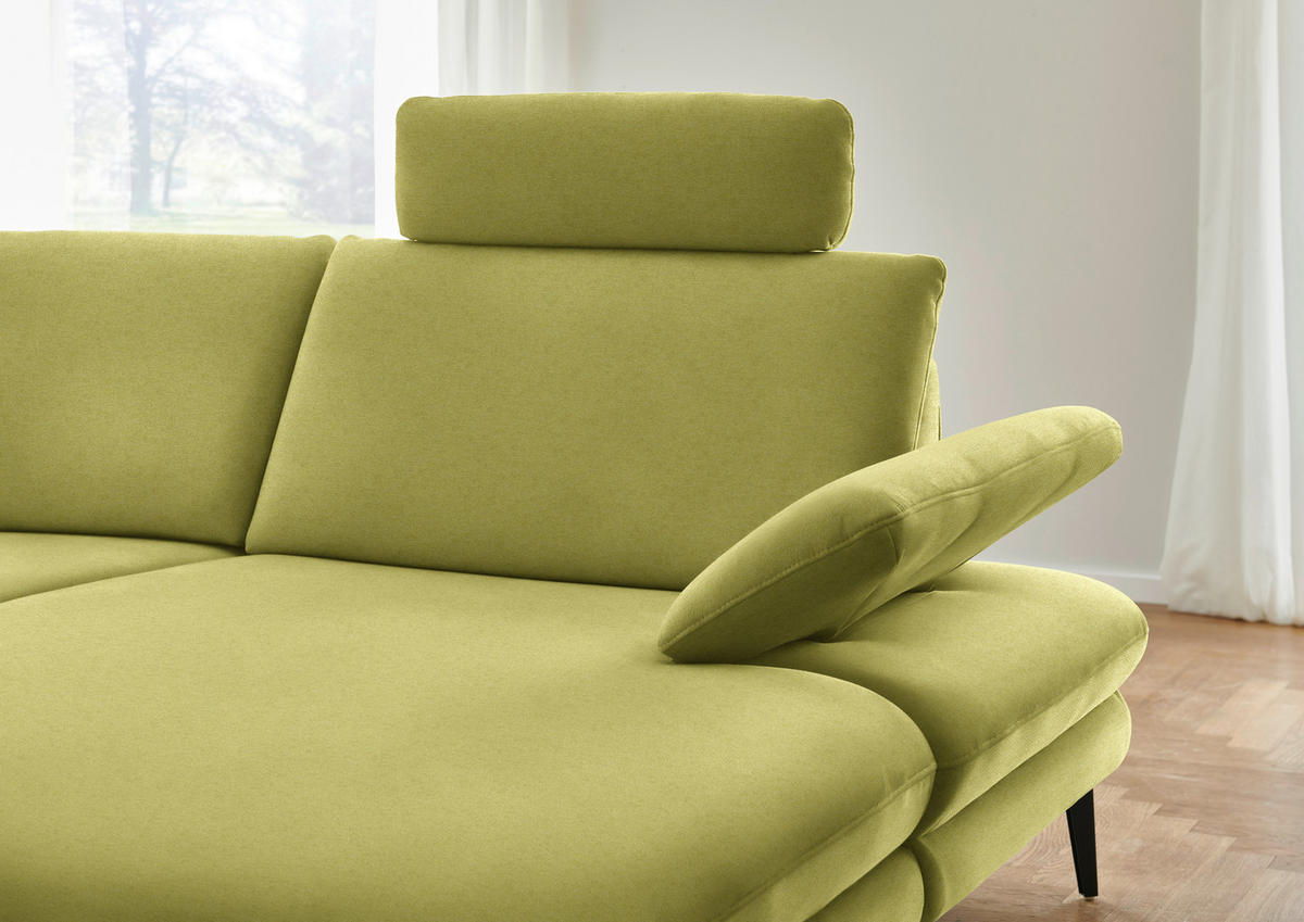 WOHNLANDSCHAFT  in Chenille, Flachgewebe Hellgrün  - Schwarz/Hellgrün, Design, Textil/Metall (208/344/180cm) - Dieter Knoll