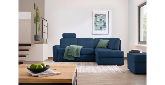 ECKSOFA  in Webstoff Dunkelblau  224/165 cm  - Schwarz/Dunkelblau, KONVENTIONELL, Kunststoff/Textil (224/165cm) - Xora